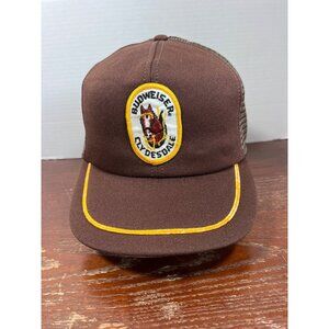 Vintage Budweiser Clydesdale Brown Trucker Patch Hat With Mesh Back X3